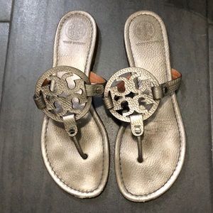 TORY BURCH metallic sandals.